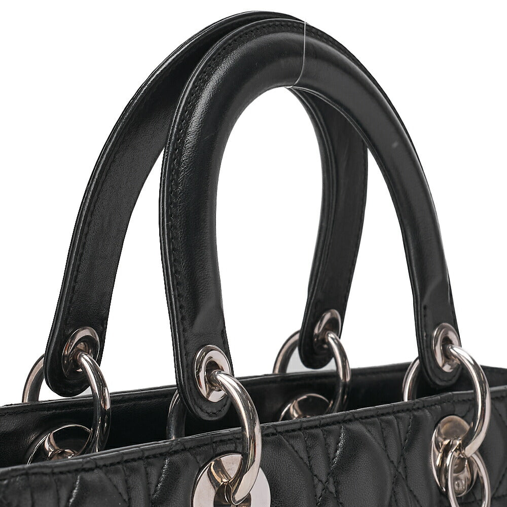 Dior Lady Dior Canage Handbag Large Size Lambskin Silver -Tone Hardware, Pre-Owned