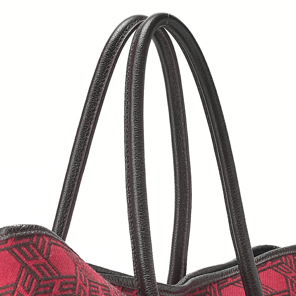HERMES Garden Party PM Handbag Toal Soash Red x Brown Silver -Tone Hardware, Pre-Owned
