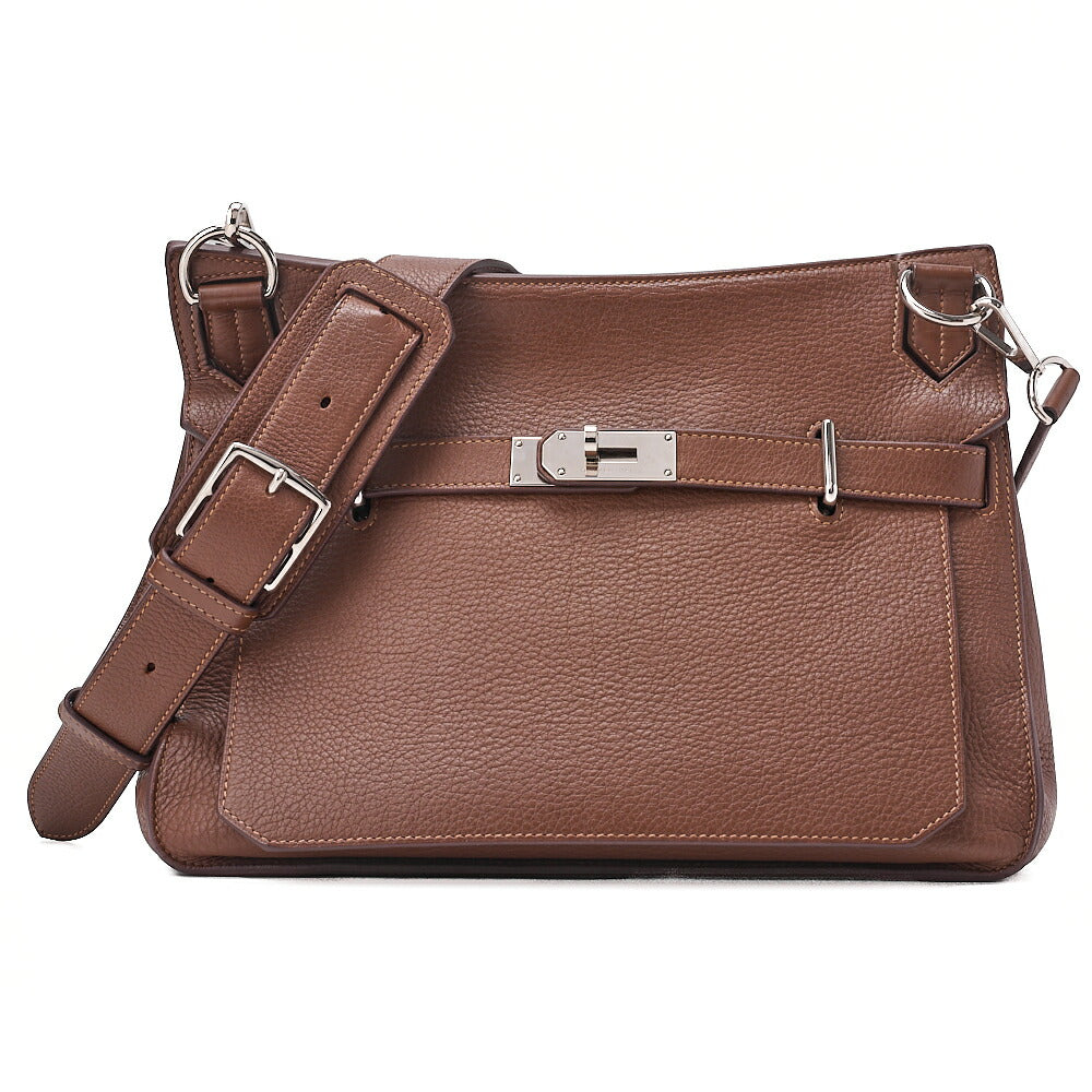 HERMES Gypsy 34 Tryon Clemence Shoulder Bag Brown Silver-Tone Hardware, Pre-Owned