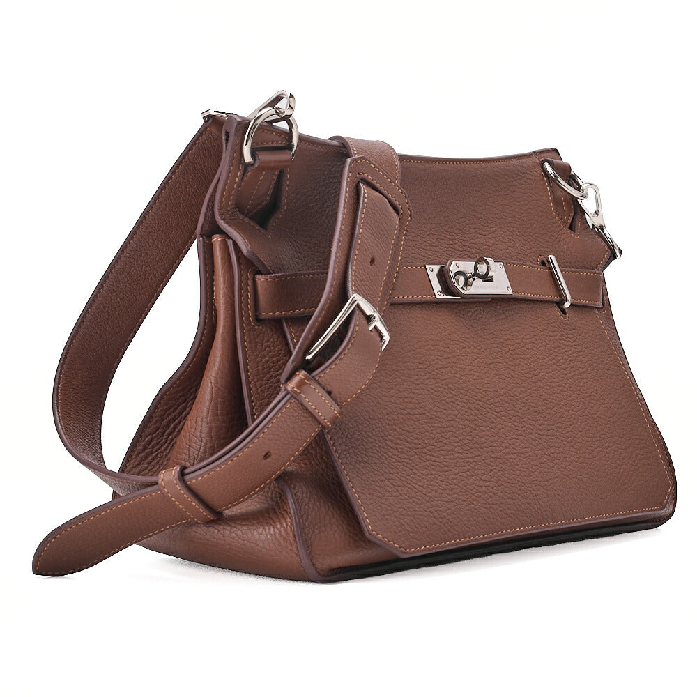 HERMES Gypsy 34 Tryon Clemence Shoulder Bag Brown Silver-Tone Hardware, Pre-Owned