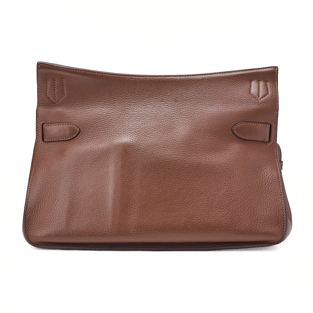 HERMES Gypsy 34 Tryon Clemence Shoulder Bag Brown Silver-Tone Hardware, Pre-Owned