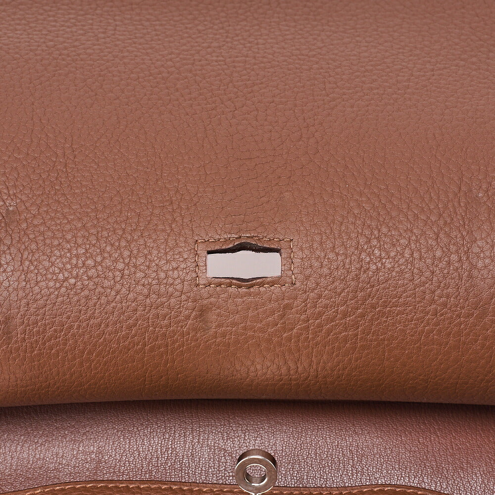 HERMES Gypsy 34 Tryon Clemence Shoulder Bag Brown Silver-Tone Hardware, Pre-Owned