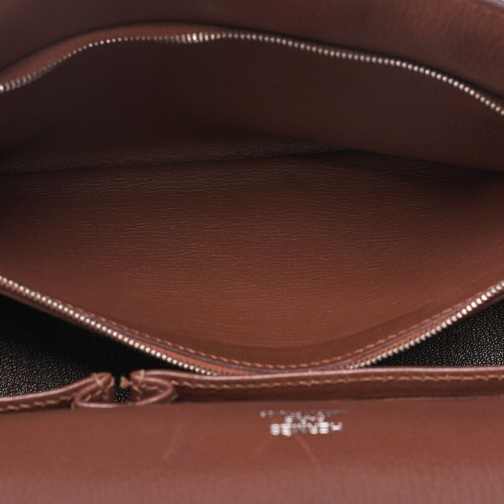 HERMES Gypsy 34 Tryon Clemence Shoulder Bag Brown Silver-Tone Hardware, Pre-Owned