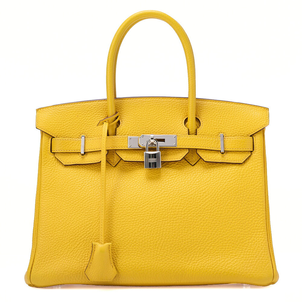HERMES Birkin 30 Handbag Tryon Jaune Silver-Tone Hardware, Pre-Owned