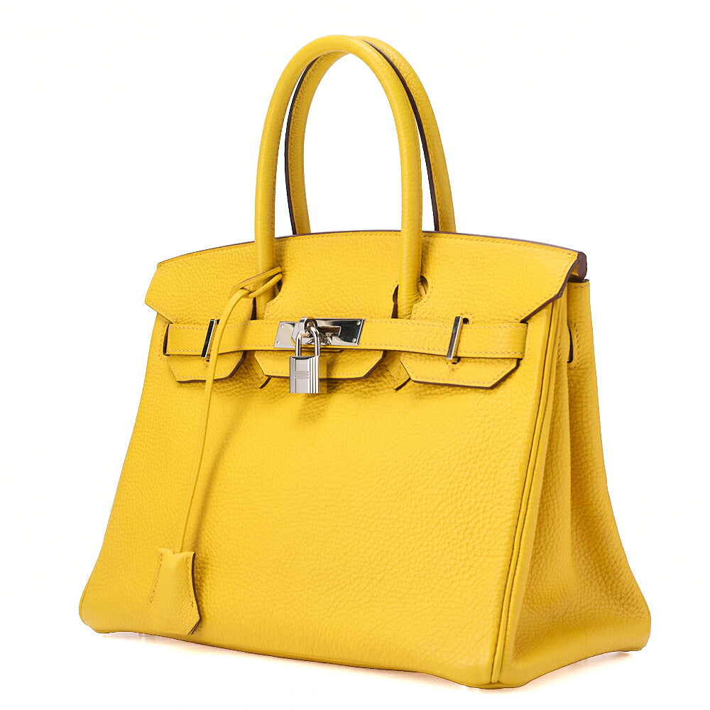HERMES Birkin 30 Handbag Tryon Jaune Silver-Tone Hardware, Pre-Owned