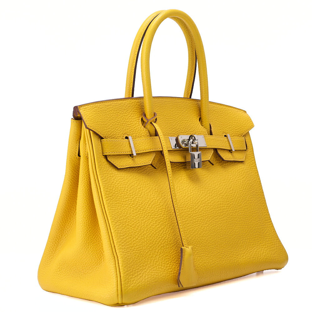 HERMES Birkin 30 Handbag Tryon Jaune Silver-Tone Hardware, Pre-Owned