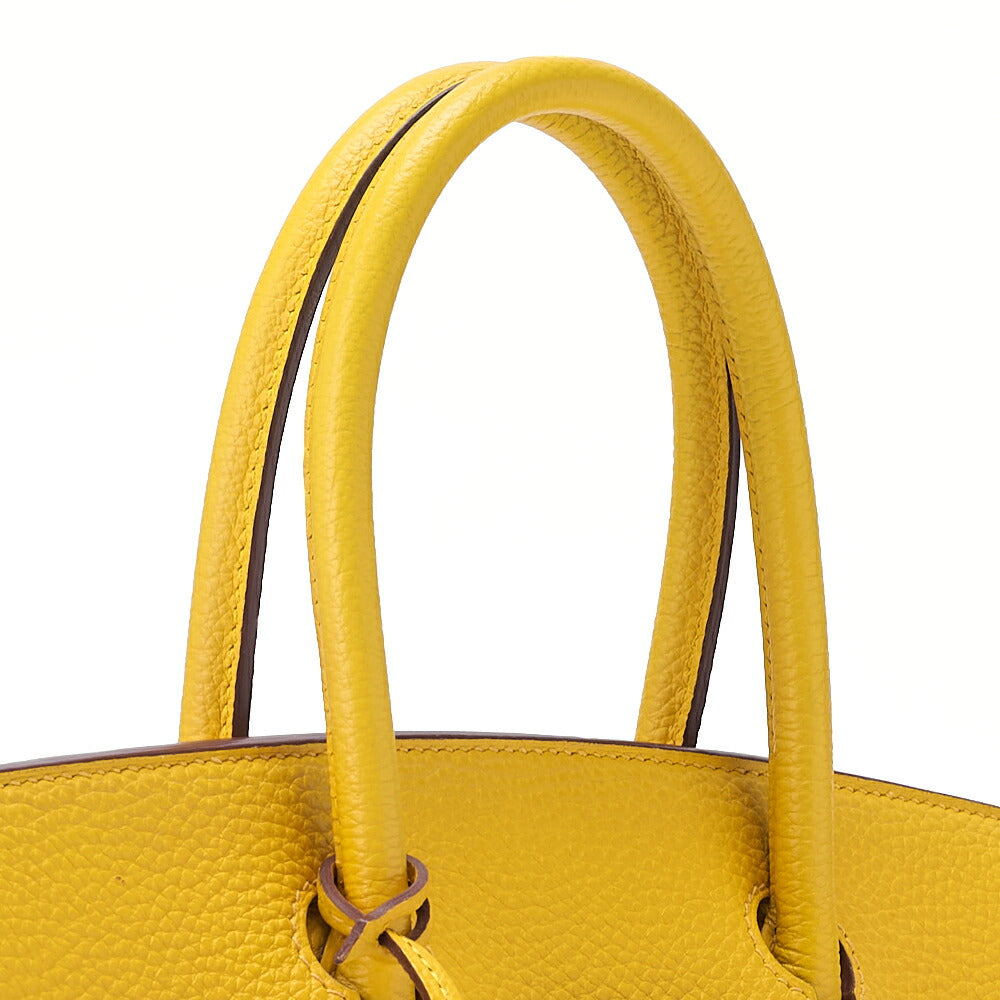 HERMES Birkin 30 Handbag Tryon Jaune Silver-Tone Hardware, Pre-Owned