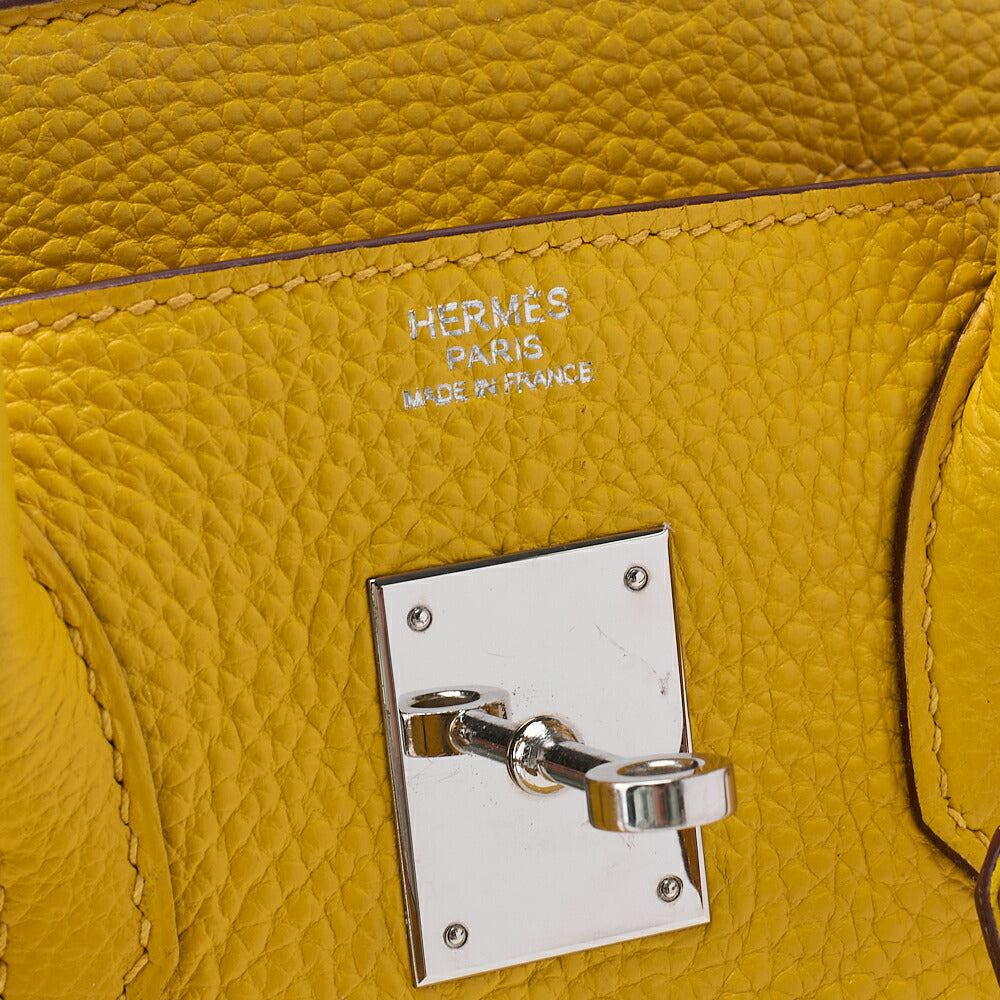 HERMES Birkin 30 Handbag Tryon Jaune Silver-Tone Hardware, Pre-Owned