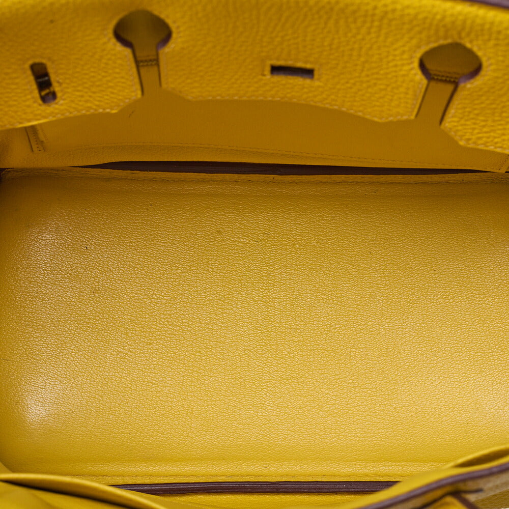 HERMES Birkin 30 Handbag Tryon Jaune Silver-Tone Hardware, Pre-Owned