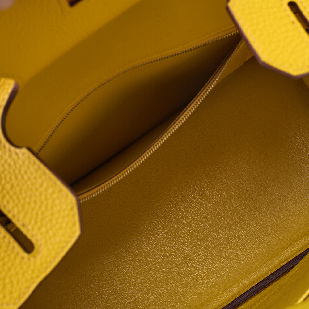 HERMES Birkin 30 Handbag Tryon Jaune Silver-Tone Hardware, Pre-Owned