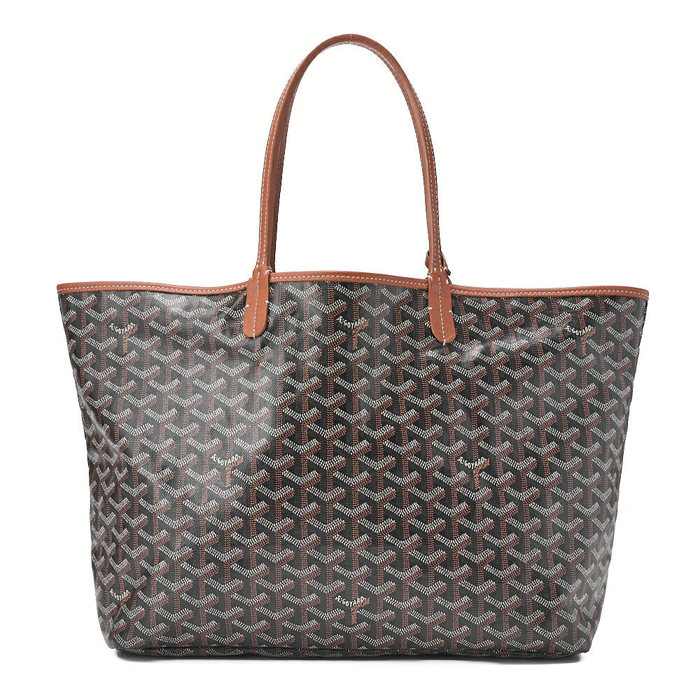 GOYARD Saint-Louis PM Tote Bag Coated PVC x Leather Brown Silver-Tone Hardware, Pre-Owned