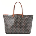 GOYARD Saint-Louis PM Tote Bag Coated PVC x Leather Brown Silver-Tone Hardware, Pre-Owned