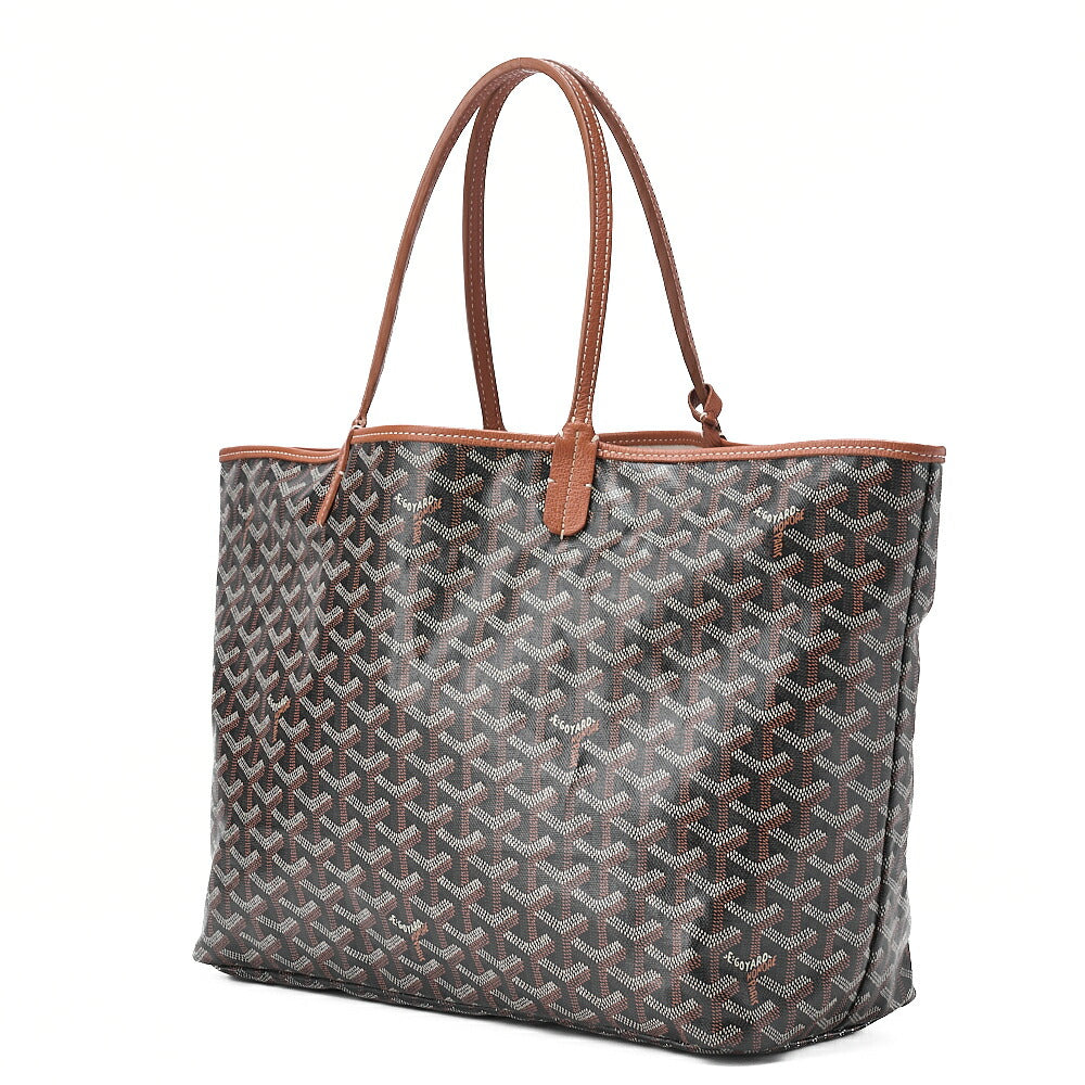 GOYARD Saint-Louis PM Tote Bag Coated PVC x Leather Brown Silver-Tone Hardware, Pre-Owned