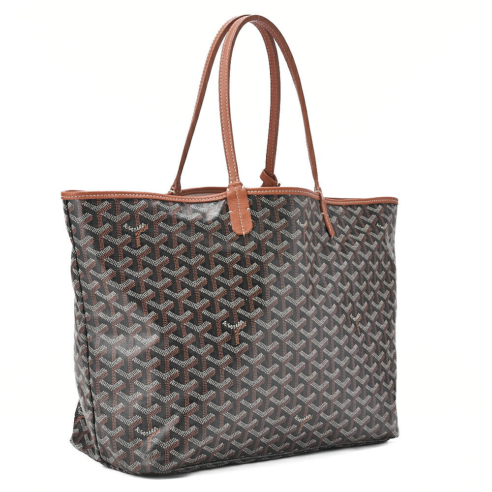 GOYARD Saint-Louis PM Tote Bag Coated PVC x Leather Brown Silver-Tone Hardware, Pre-Owned