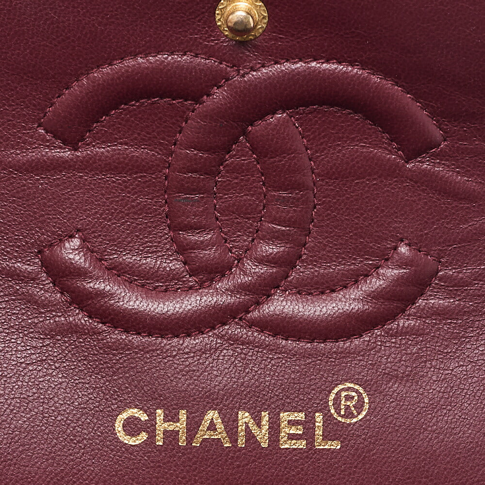 CHANEL Chain Shoulder Bag Matlasse 23cm Double Flap Lambskin Black Gold-Tone Hardware, Pre-Owned