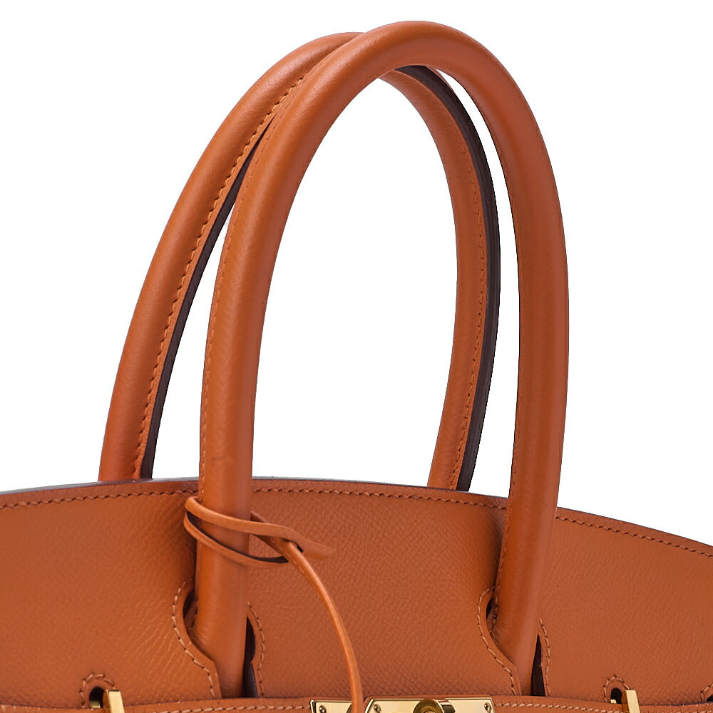 HERMES Birkin 30 Handbag Epson Orange Gold-Tone Hardware, Pre-Owned