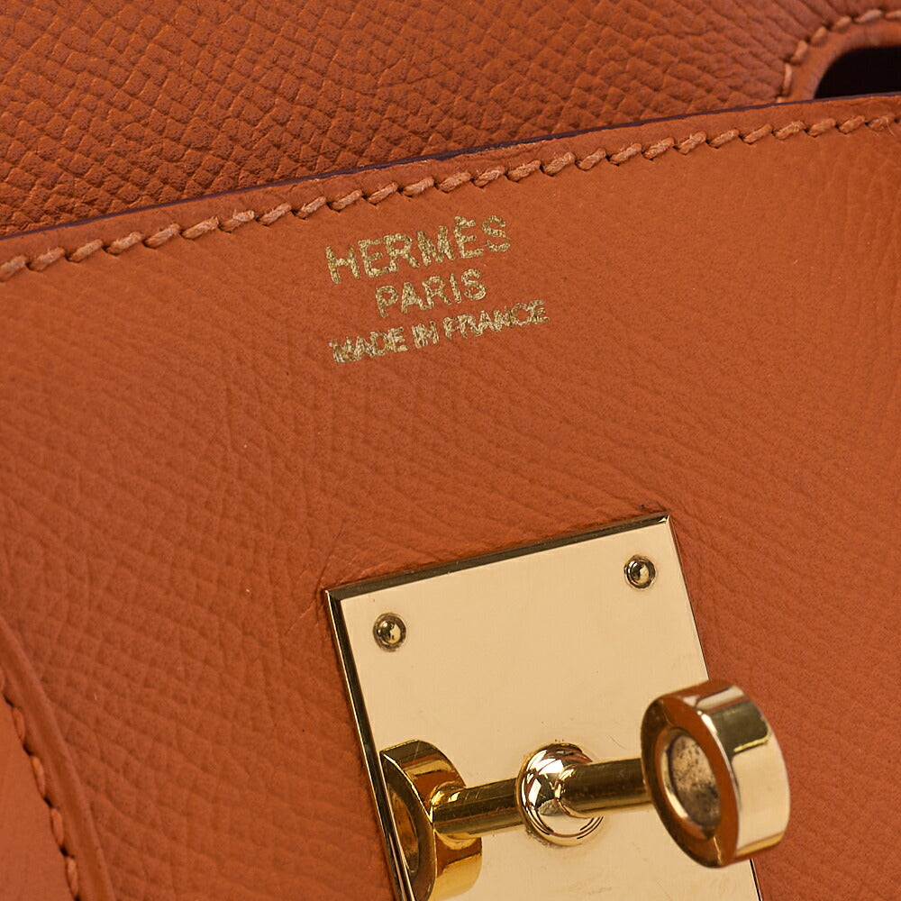 HERMES Birkin 30 Handbag Epson Orange Gold-Tone Hardware, Pre-Owned
