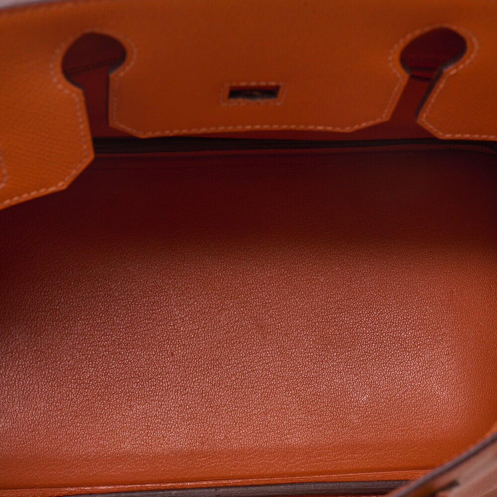 HERMES Birkin 30 Handbag Epson Orange Gold-Tone Hardware, Pre-Owned