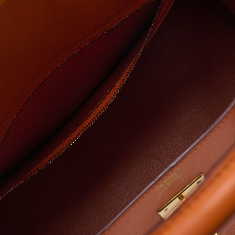 HERMES Birkin 30 Handbag Epson Orange Gold-Tone Hardware, Pre-Owned