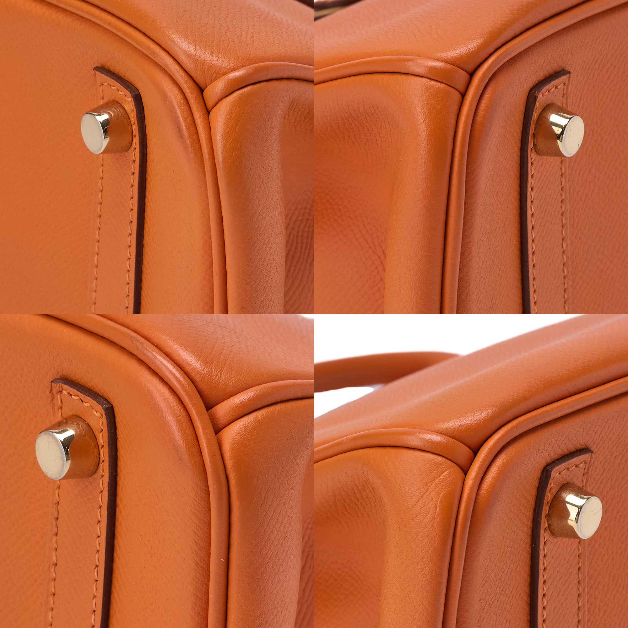 HERMES Birkin 30 Handbag Epson Orange Gold-Tone Hardware, Pre-Owned