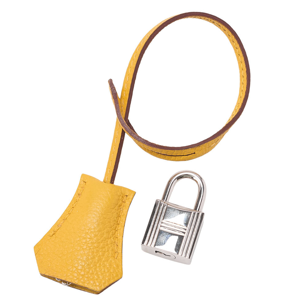HERMES Birkin 30 Handbag Tryon Jaune Silver-Tone Hardware, Pre-Owned