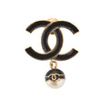 CHANEL Cocomark B24S Brooch GP X Faux Pearl Black Gold-Tone Hardware, Pre-Owned