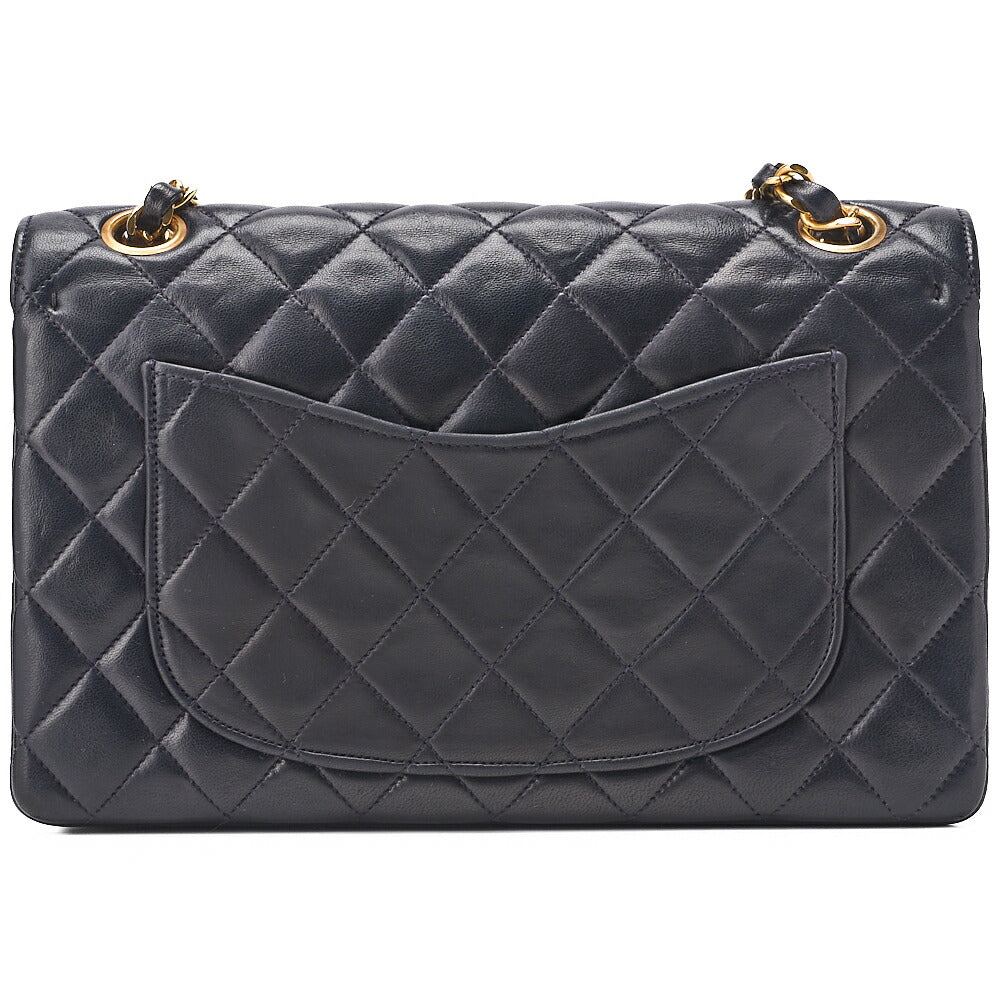 CHANEL Chain Shoulder Bag Matelasse 22cm Double Flap Lambskin Navy Gold-Tone Hardware, Pre-Owned