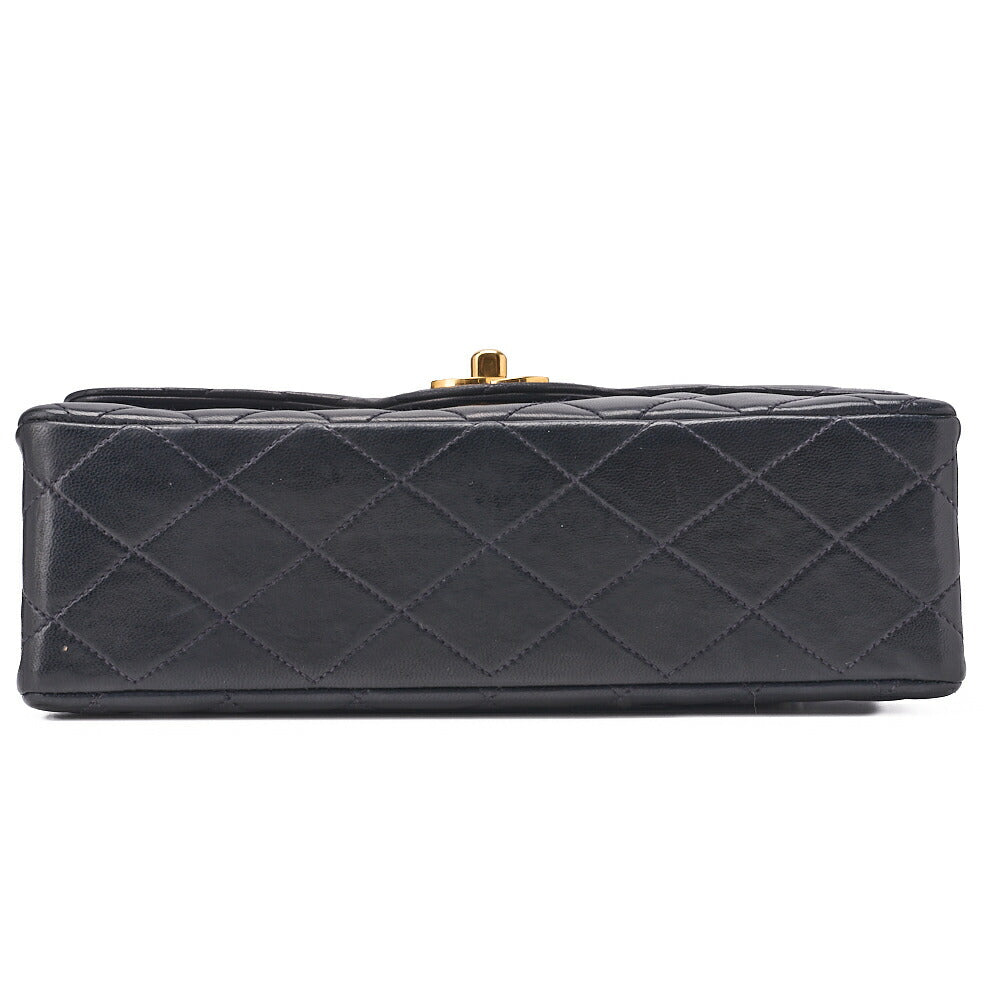 CHANEL Chain Shoulder Bag Matelasse 22cm Double Flap Lambskin Navy Gold-Tone Hardware, Pre-Owned