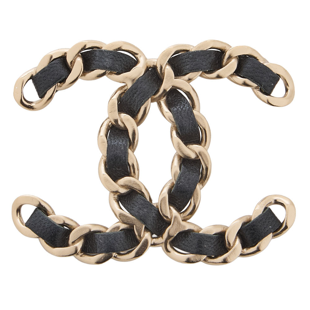 CHANEL Cocomark B19V GP x Lambskin Brooch GP Gold-Tone Hardware, Pre-Owned