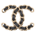 CHANEL Cocomark B19V GP x Lambskin Brooch GP Gold-Tone Hardware, Pre-Owned
