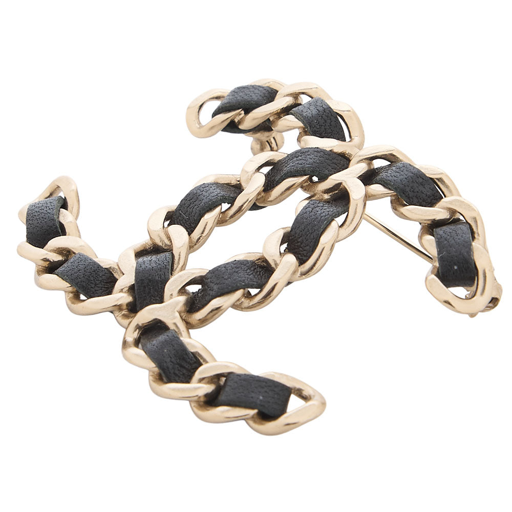 CHANEL Cocomark B19V GP x Lambskin Brooch GP Gold-Tone Hardware, Pre-Owned