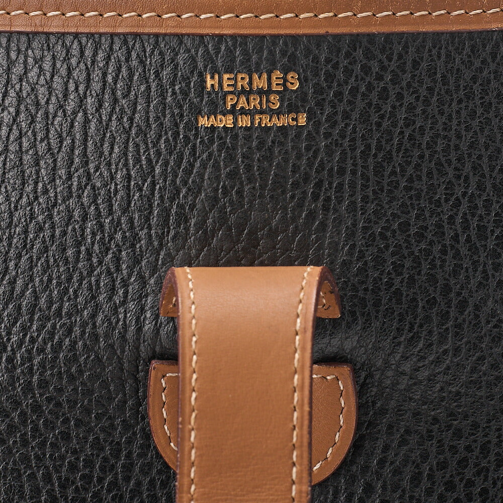 HERMES Evelyn GM 1 Shoulder Bag Ardennes Black x Brown Gold-Tone Hardware, Pre-Owned