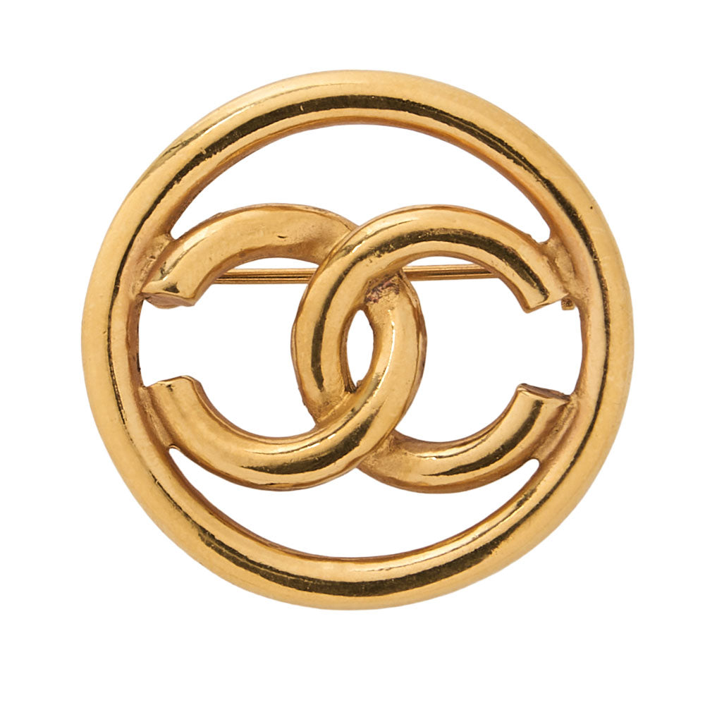 CHANEL Circle Cocomark 127 Brooch GP Gold Gold-Tone Hardware, Pre-Owned