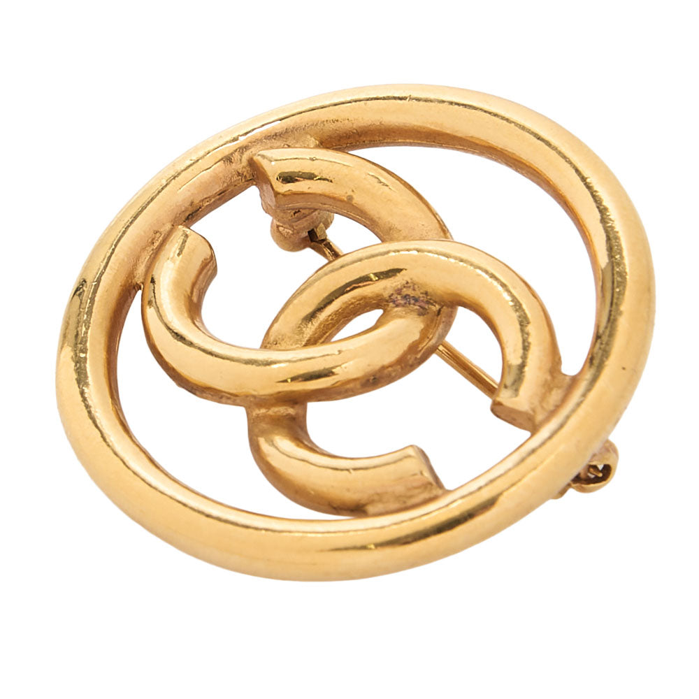 CHANEL Circle Cocomark 127 Brooch GP Gold Gold-Tone Hardware, Pre-Owned