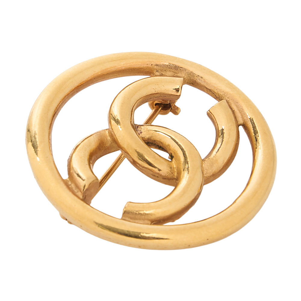CHANEL Circle Cocomark 127 Brooch GP Gold Gold-Tone Hardware, Pre-Owned