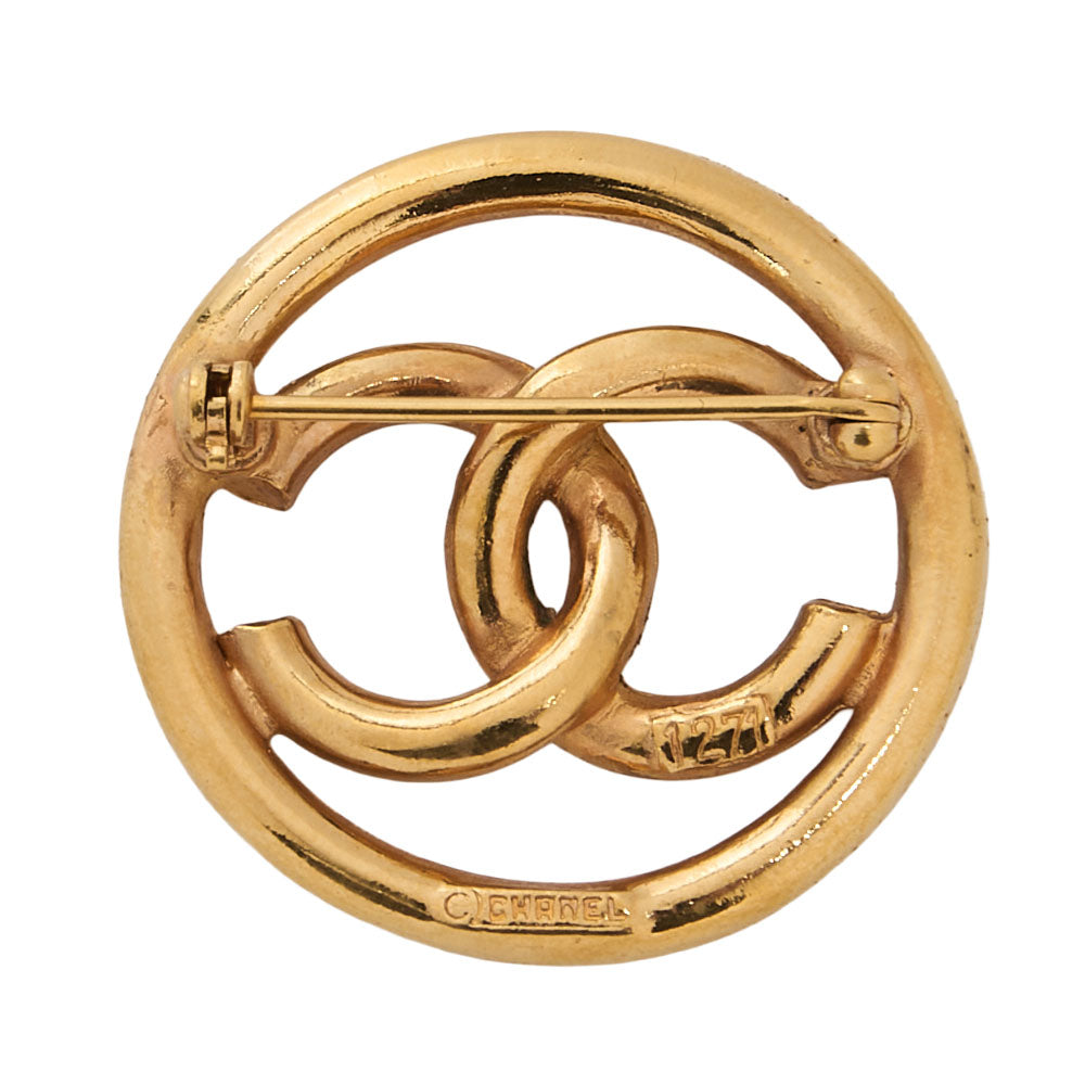 CHANEL Circle Cocomark 127 Brooch GP Gold Gold-Tone Hardware, Pre-Owned