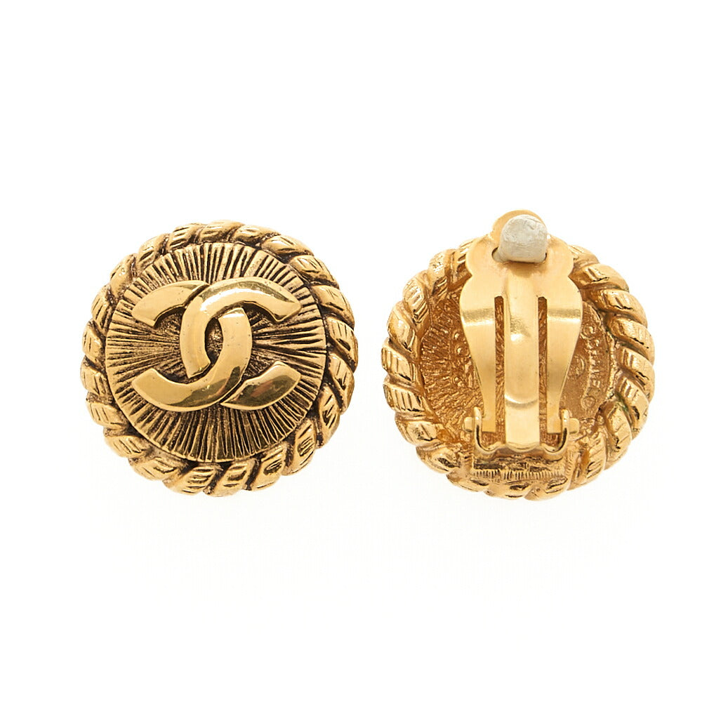CHANEL Circle Coco Coco Mark 2400 Earrings GP Gold Gold-Tone Hardware, Pre-Owned