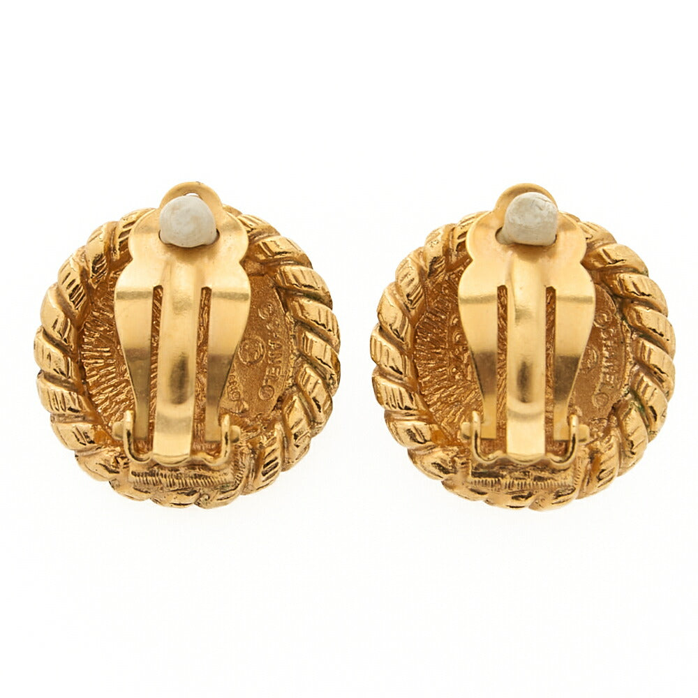 CHANEL Circle Coco Coco Mark 2400 Earrings GP Gold Gold-Tone Hardware, Pre-Owned