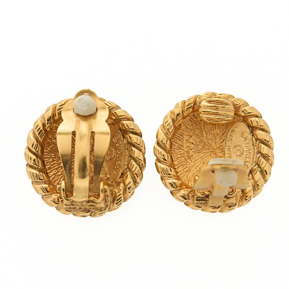 CHANEL Circle Coco Coco Mark 2400 Earrings GP Gold Gold-Tone Hardware, Pre-Owned