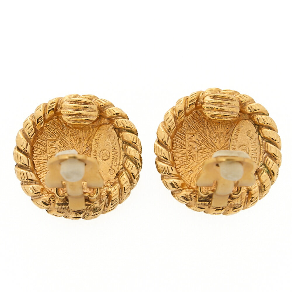 CHANEL Circle Coco Coco Mark 2400 Earrings GP Gold Gold-Tone Hardware, Pre-Owned