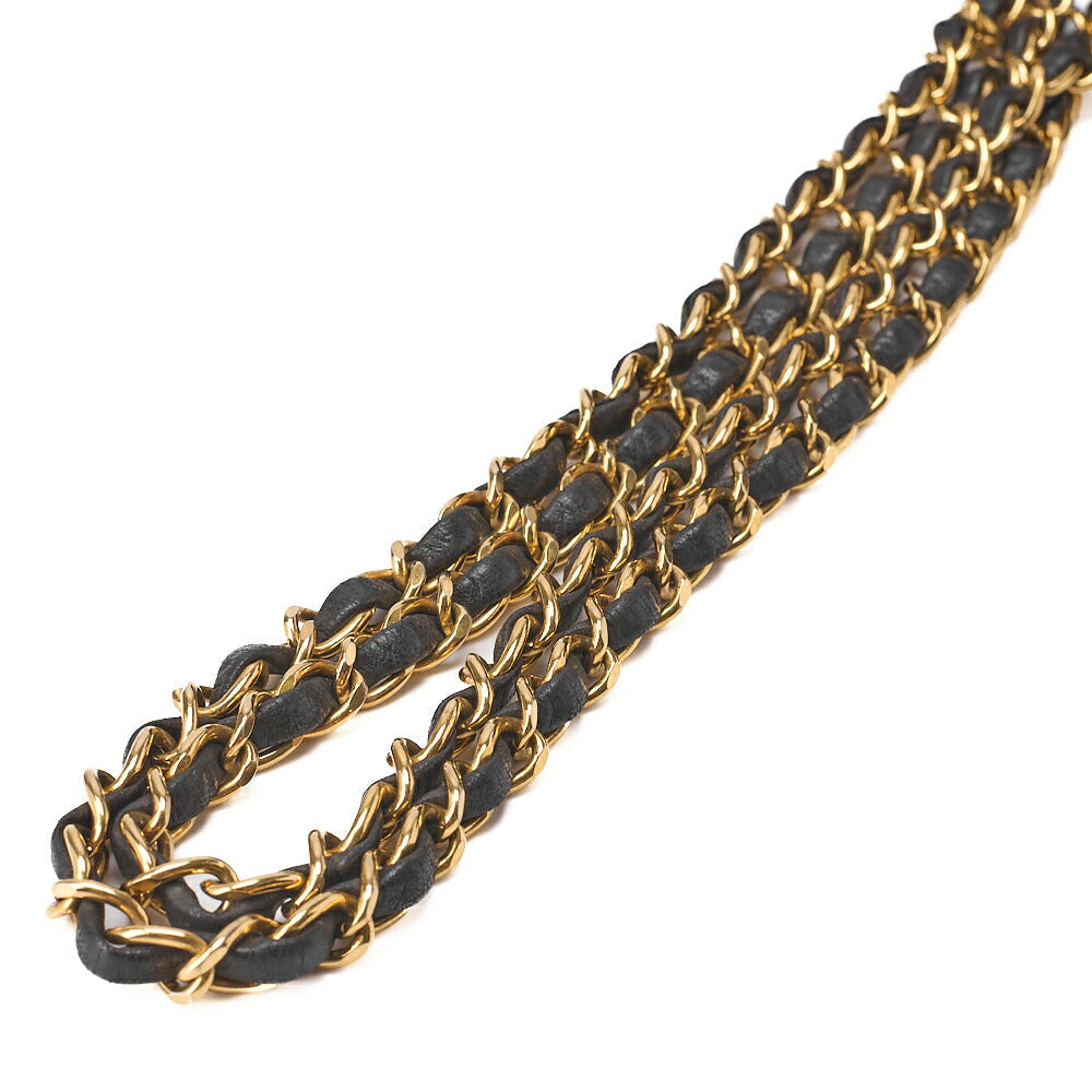 CHANEL Matelasse Outside Flap Turnlock Logo Charm Double Chain Shoulder Lambskin Black Gold-Tone Hardware, Pre-Owned