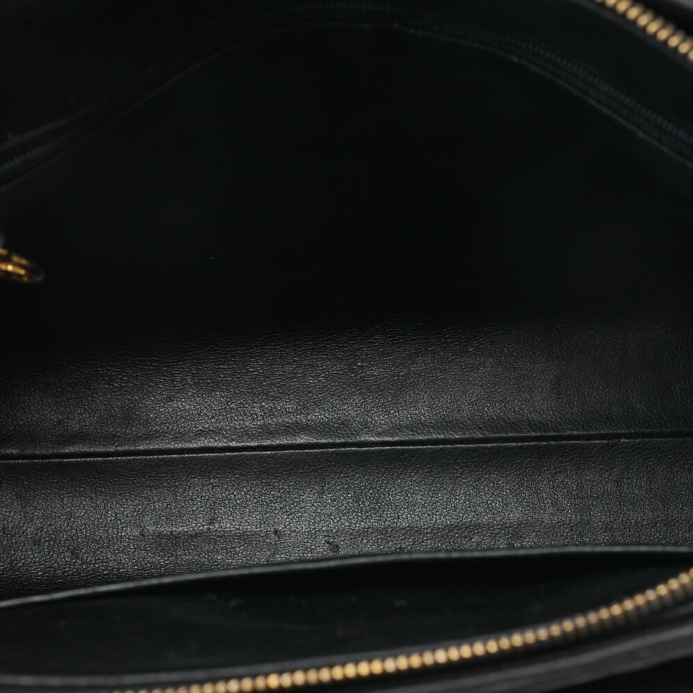 CHANEL Matelasse Outside Flap Turnlock Logo Charm Double Chain Shoulder Lambskin Black Gold-Tone Hardware, Pre-Owned