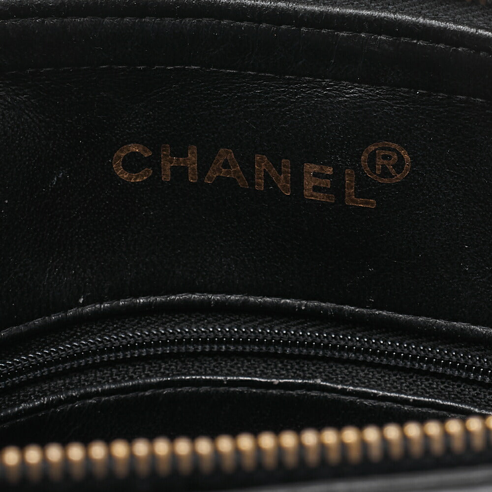 CHANEL Matelasse Outside Flap Turnlock Logo Charm Double Chain Shoulder Lambskin Black Gold-Tone Hardware, Pre-Owned