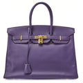 HERMES Birkin 35 Handbag Epson Iris (Purple) Gold -Tone Hardware, Pre-Owned