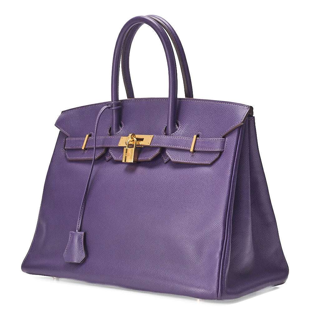 HERMES Birkin 35 Handbag Epson Iris (Purple) Gold -Tone Hardware, Pre-Owned