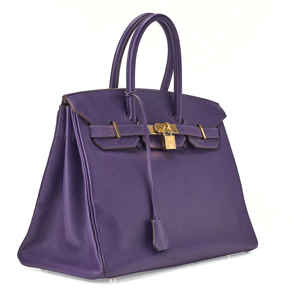 HERMES Birkin 35 Handbag Epson Iris (Purple) Gold -Tone Hardware, Pre-Owned