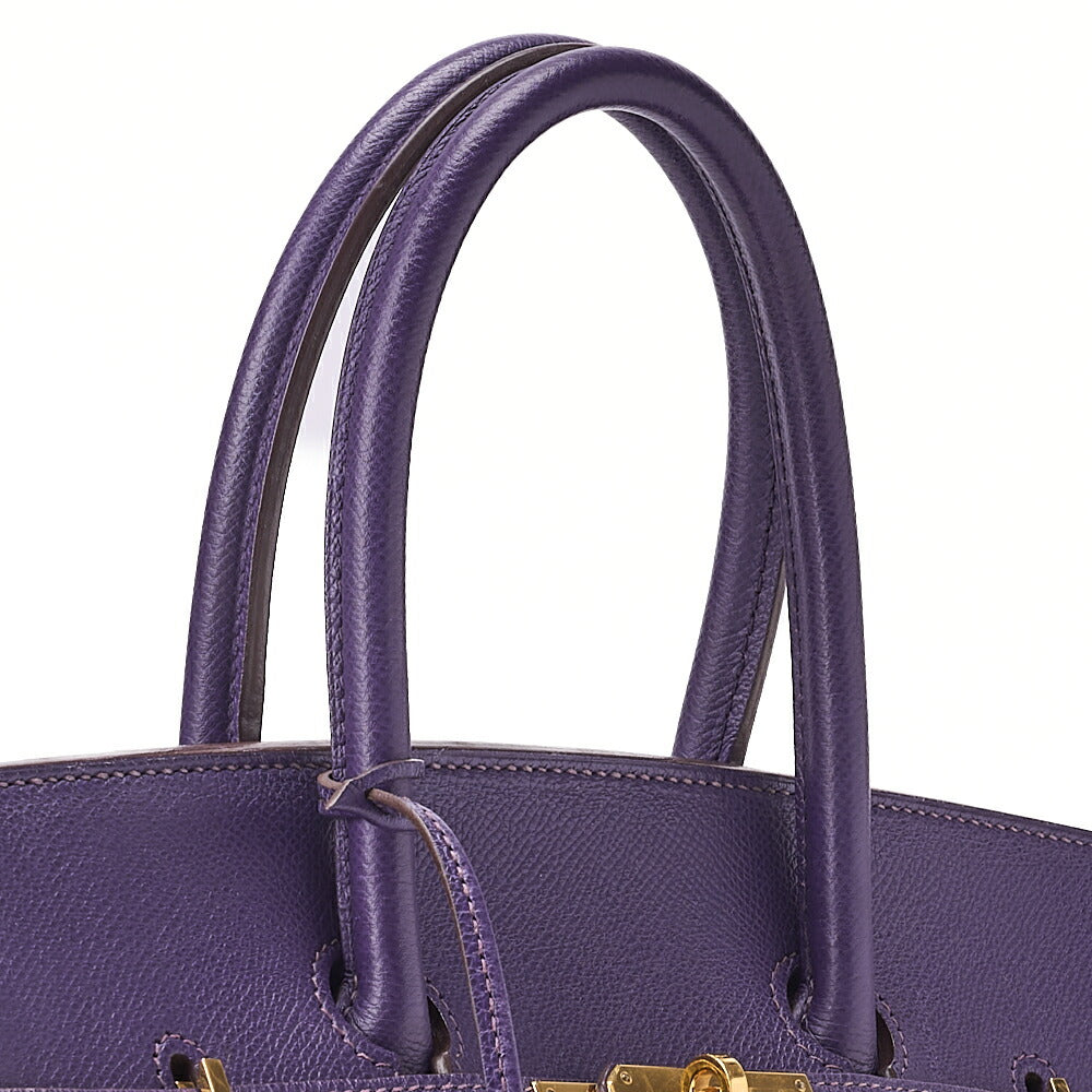 HERMES Birkin 35 Handbag Epson Iris (Purple) Gold -Tone Hardware, Pre-Owned