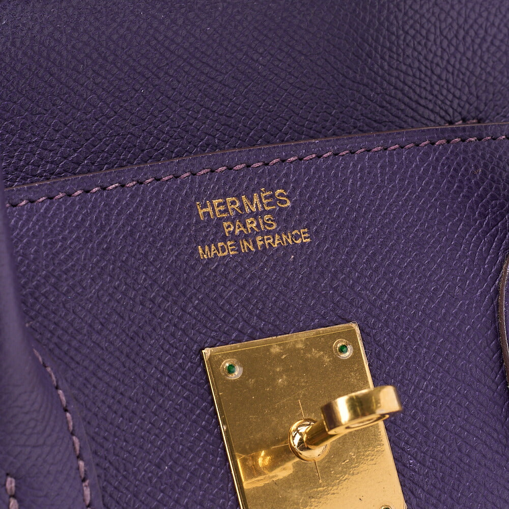 HERMES Birkin 35 Handbag Epson Iris (Purple) Gold -Tone Hardware, Pre-Owned