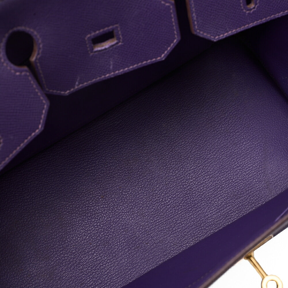 HERMES Birkin 35 Handbag Epson Iris (Purple) Gold -Tone Hardware, Pre-Owned