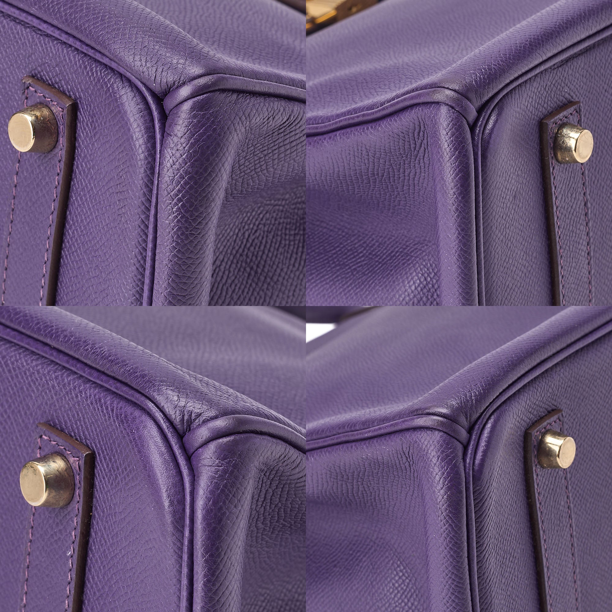HERMES Birkin 35 Handbag Epson Iris (Purple) Gold -Tone Hardware, Pre-Owned